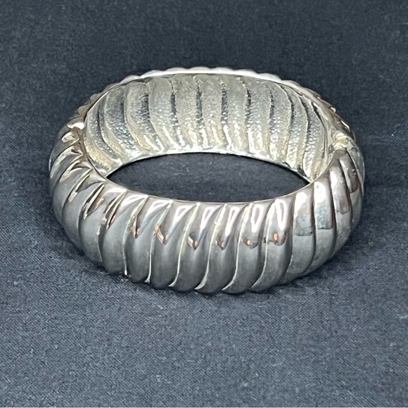 Chunky Silver Tone Clamper Bracelet - Picture 2 of 10